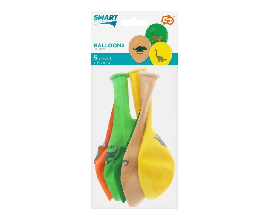 Balony Dinozaury 12"/5szt GZ-DIN5 Godan